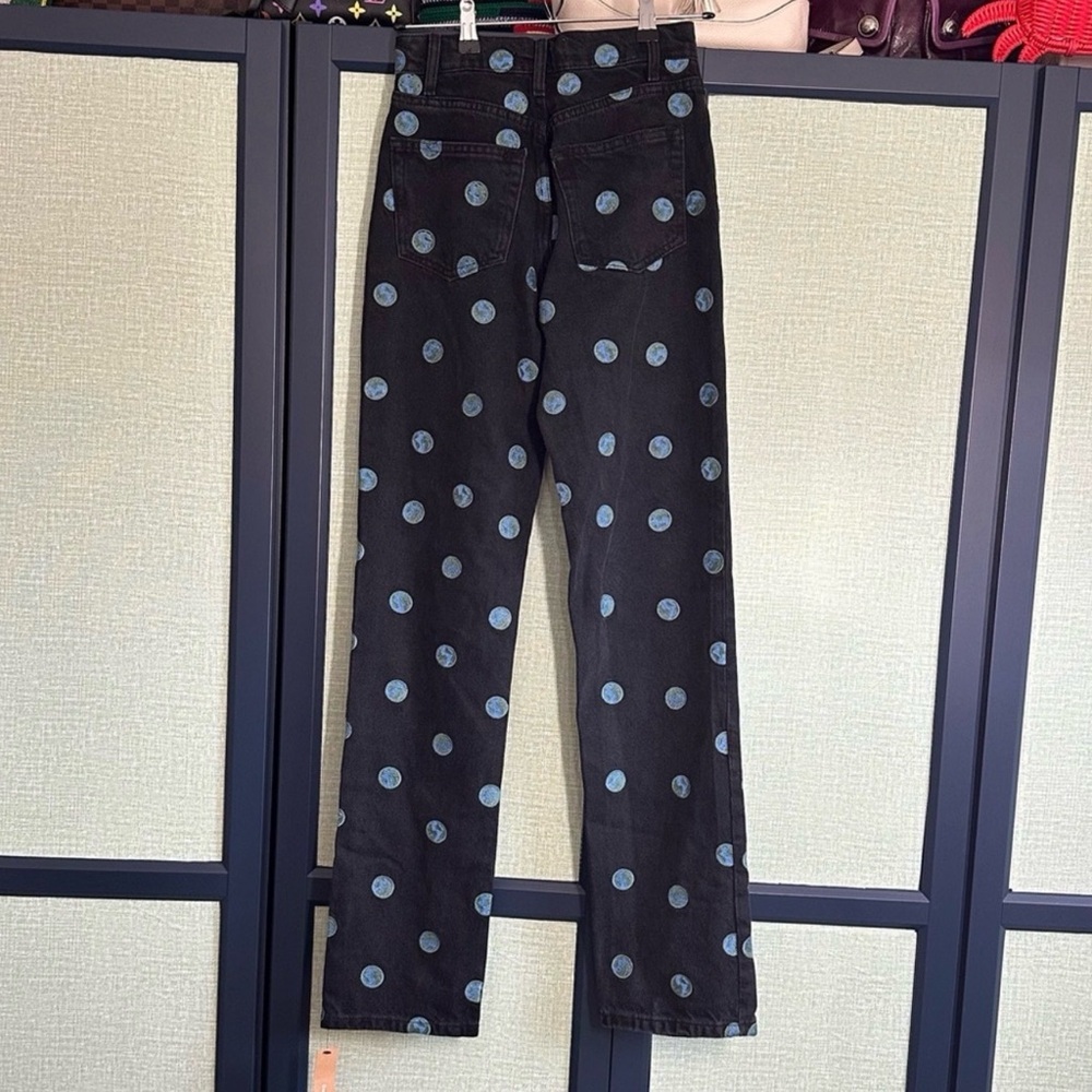 Reformation Earth 🌎 Embroidered High Rise Straight Jeans, NWT, Size 24 - Picture 5 of 7